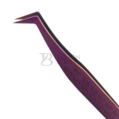 Purple Titanium Plasma Coated Eyelash Tweezer TBP-28