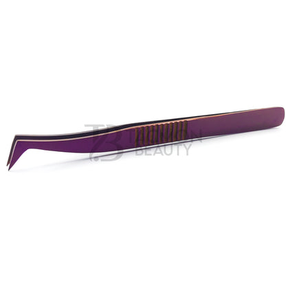 Purple Titanium Plasma Coated Eyelash Tweezer TBP-29