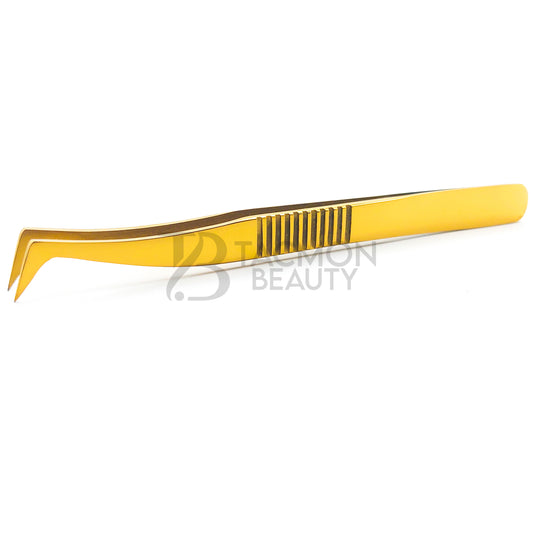 Gold Titanium Plasma Coated Eyelash Tweezer TBG-29