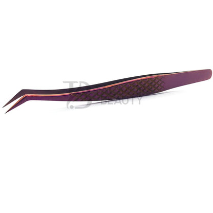 Purple Titanium Plasma Coated Eyelash Tweezer TBP-32