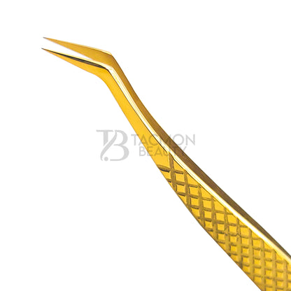 Gold Titanium Plasma Coated Eyelash Tweezer TBG-32