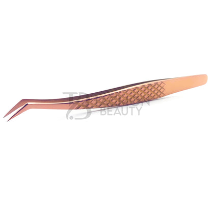 Rose Gold Titanium Plasma Coated Eyelash Tweezer TB-RG-33