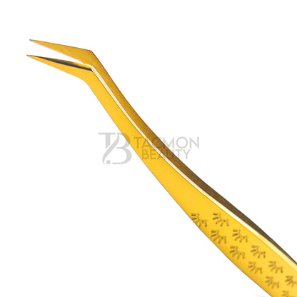 Gold Titanium Plasma Coated Eyelash Tweezer TBG-33