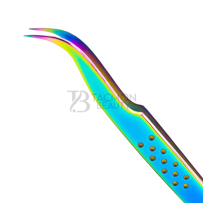 Multi/Rainbow Titanium Plasma Coated Eyelash Tweezer TB-MR-33