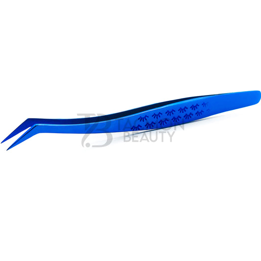 Blue Titanium Plasma Coated Eyelash Tweezer TB-Bl-34