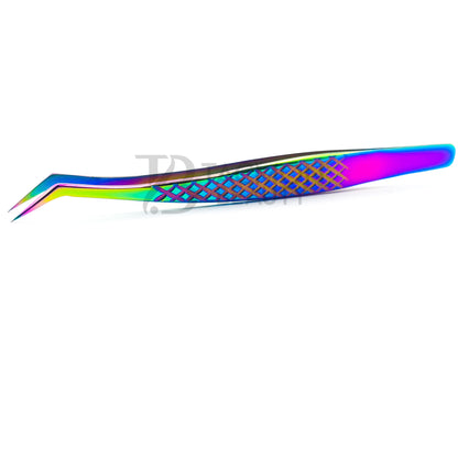 Multi/Rainbow Titanium Plasma Coated Eyelash Tweezer TB-MR-34