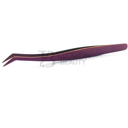 Purple Titanium Plasma Coated Eyelash Tweezer TBP-35