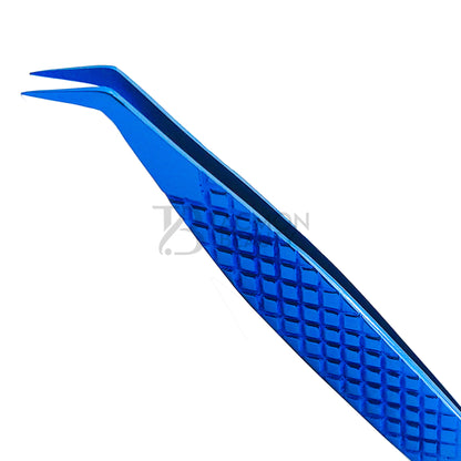 Blue Titanium Plasma Coated Eyelash Tweezer TB-Bl-35