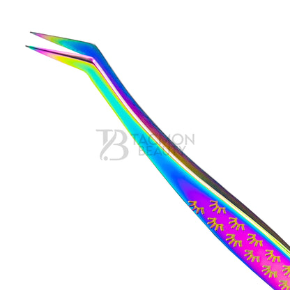 Multi/Rainbow Titanium Plasma Coated Eyelash Tweezer TB-MR-35