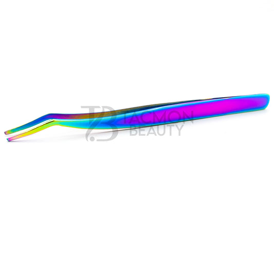 Multi/Rainbow Titanium Plasma Coated Eyelash Tweezer TB-MR-36
