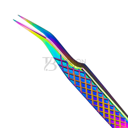 Multi/Rainbow Titanium Plasma Coated Eyelash Tweezer TB-MR-37