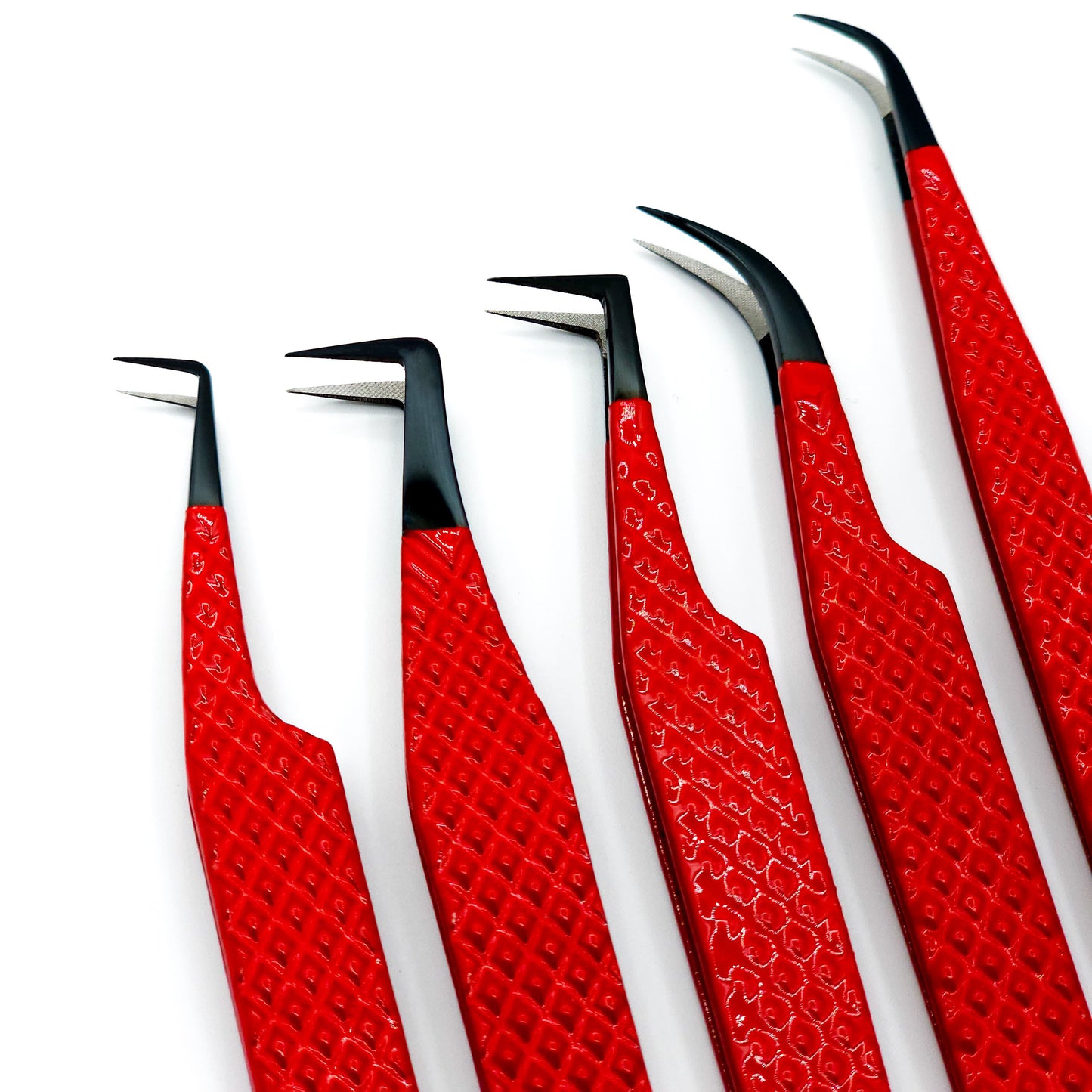 Fiber Tip Eyelash Tweezers Red Cherry set of 5