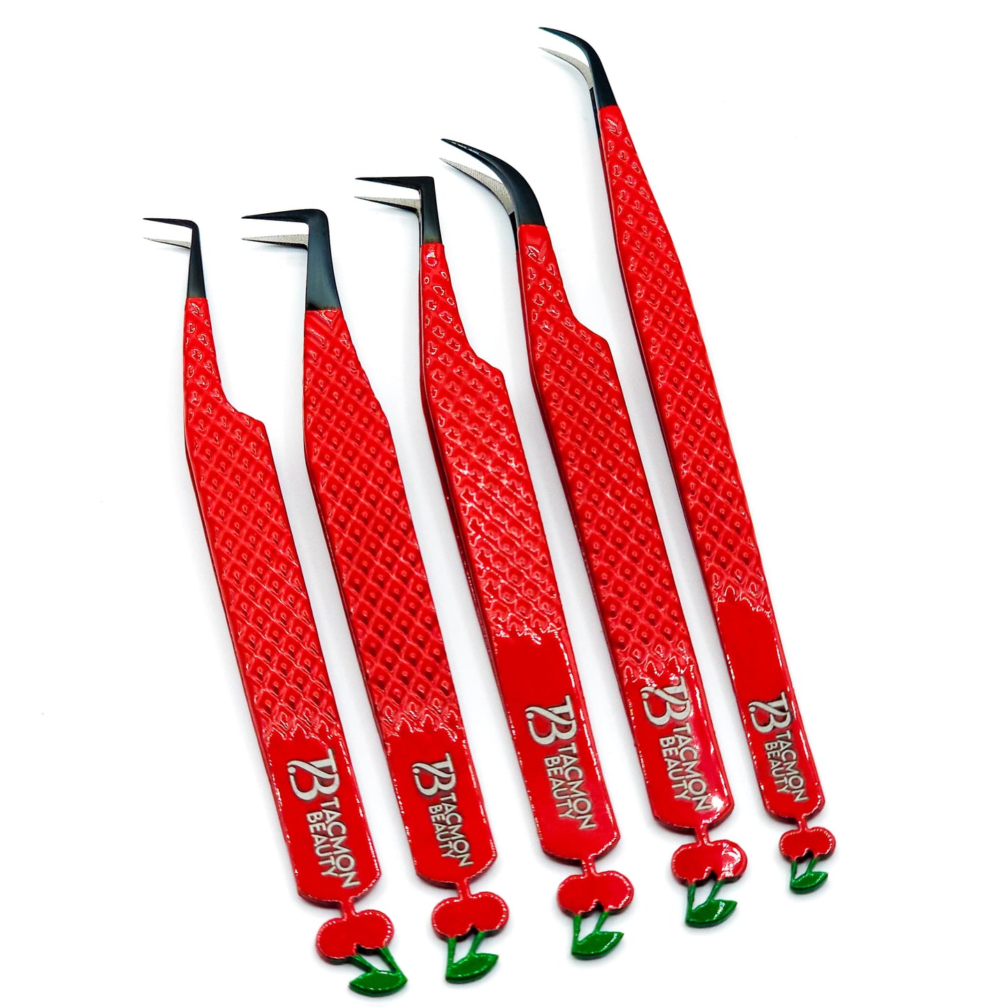 Fiber Tip Eyelash Tweezers Red Cherry set of 5