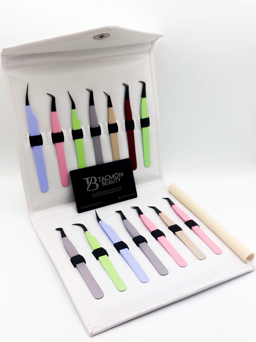 Multi color kit of 14 Tweezers with Fiber tip