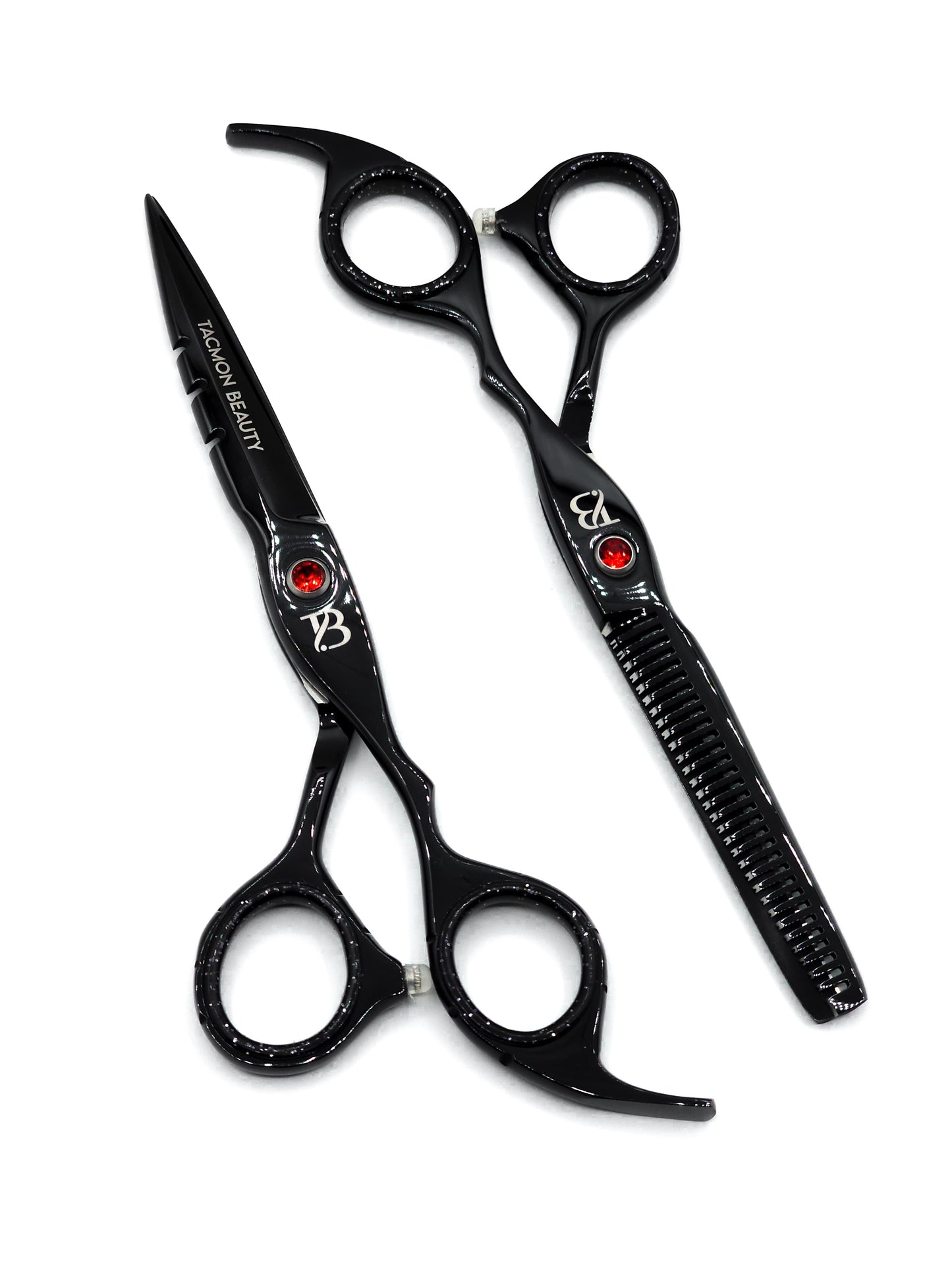 Professional Hair Cutting Scissors Set of 2, Black Stainless Steel Razor and Thinning Scissor