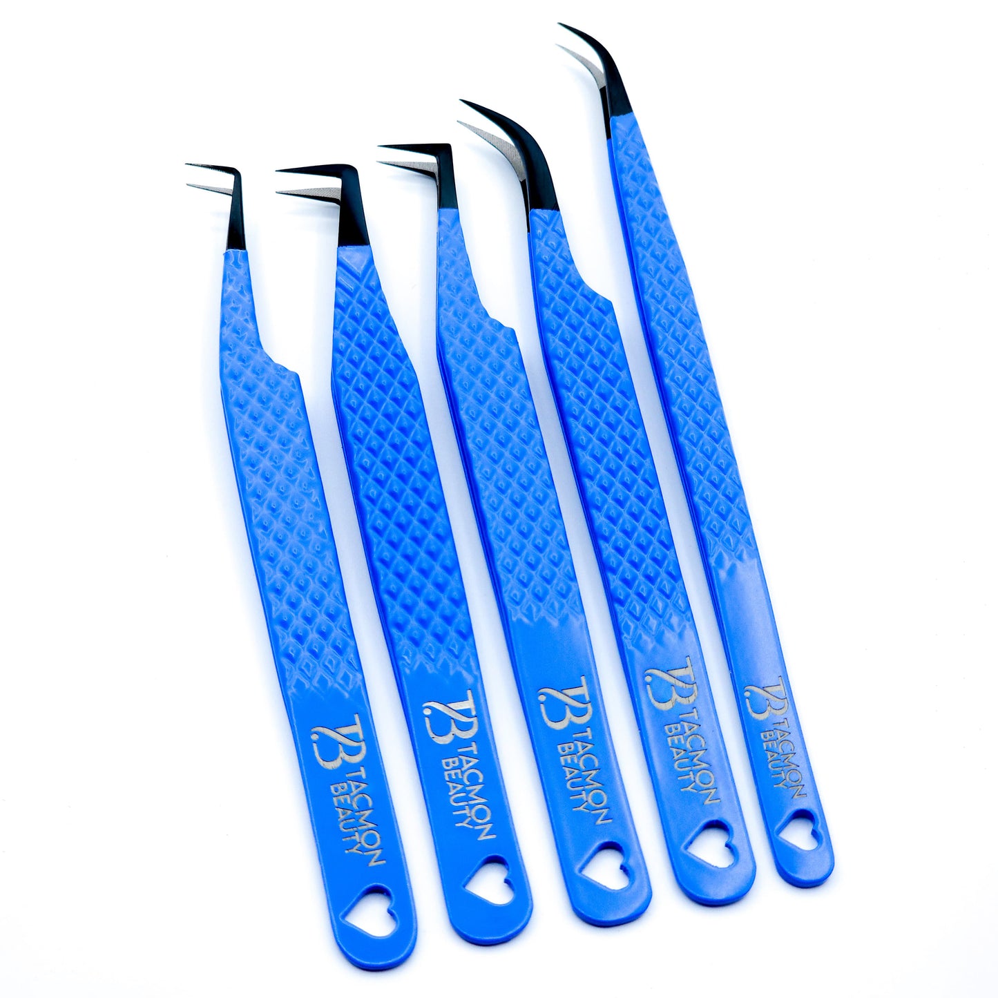 Fiber Tip Eyelash Tweezers Blueberry Heart set of 5