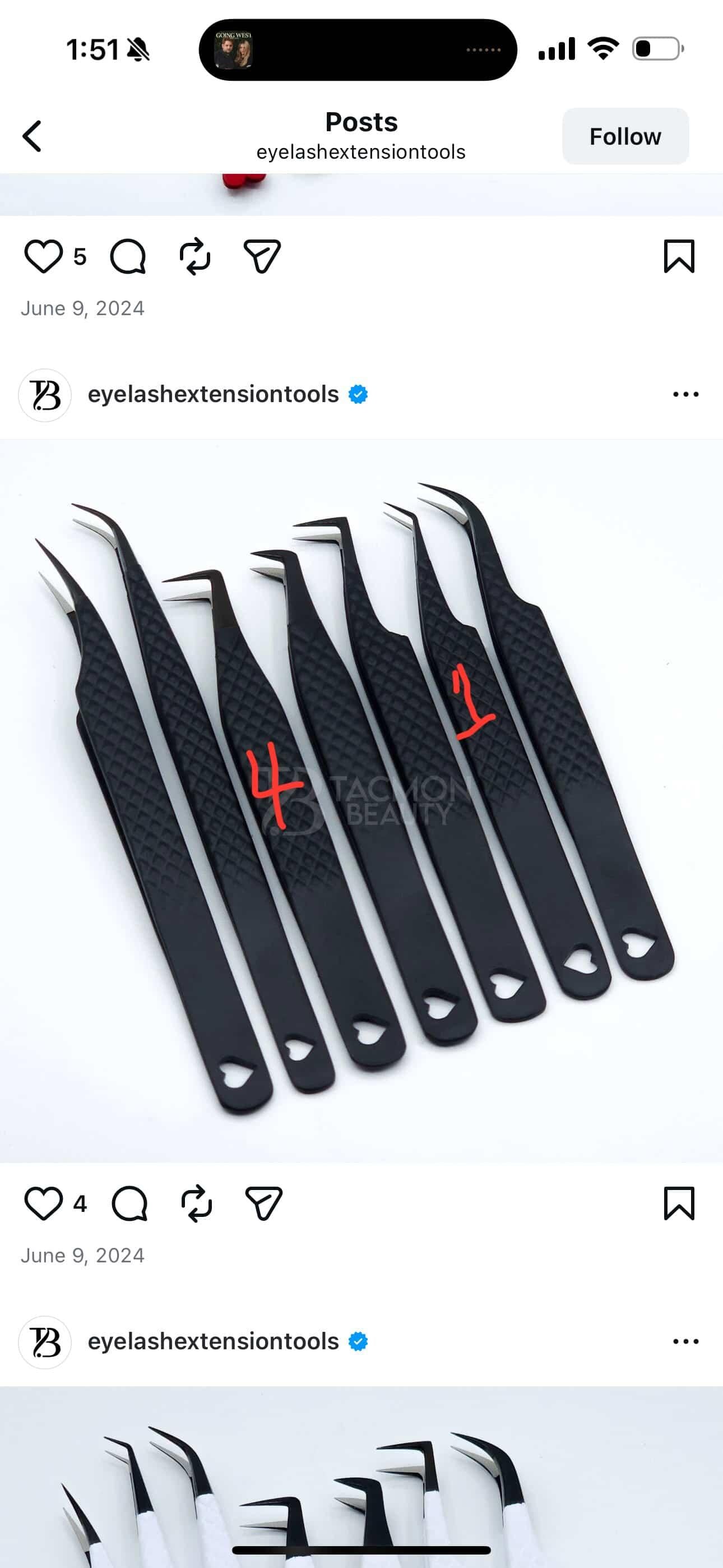 Eyelash Tweezer Samples