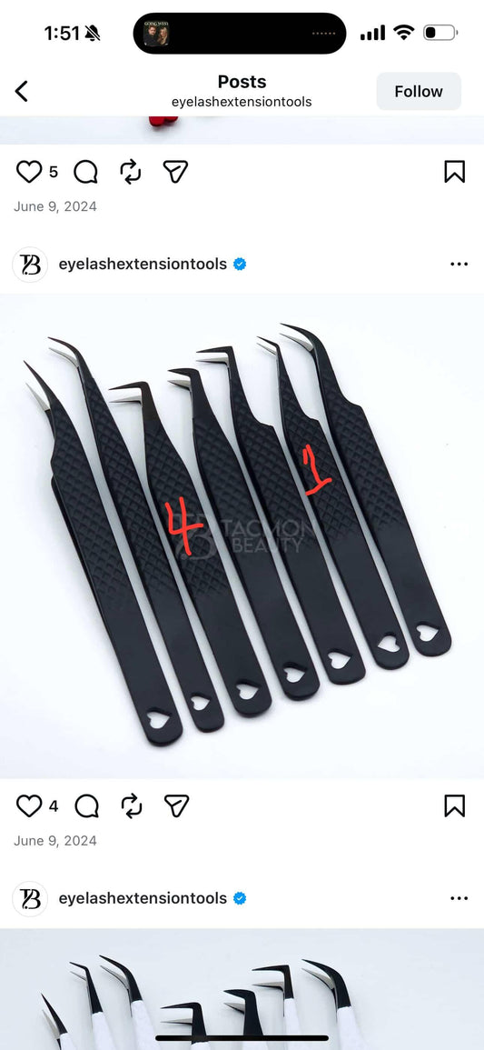 Eyelash Tweezer Samples